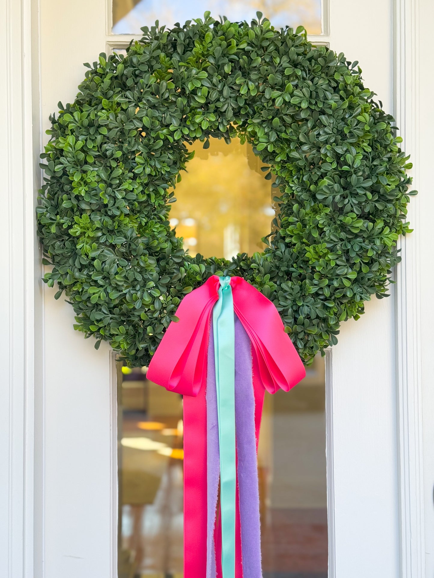 Blissful Bow Boxwood Wreath