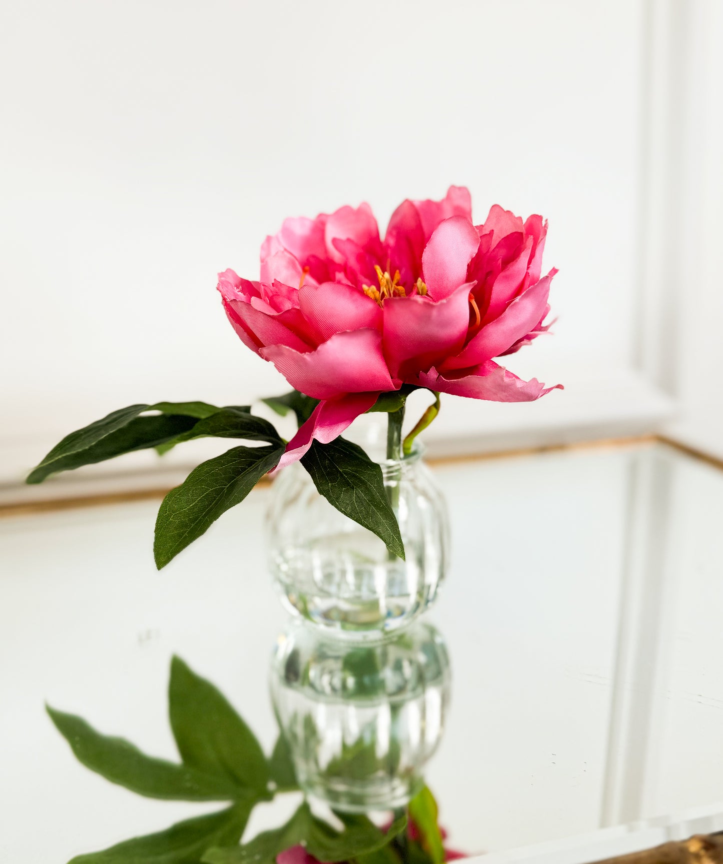 Fuchsia Peony In Glass Vase