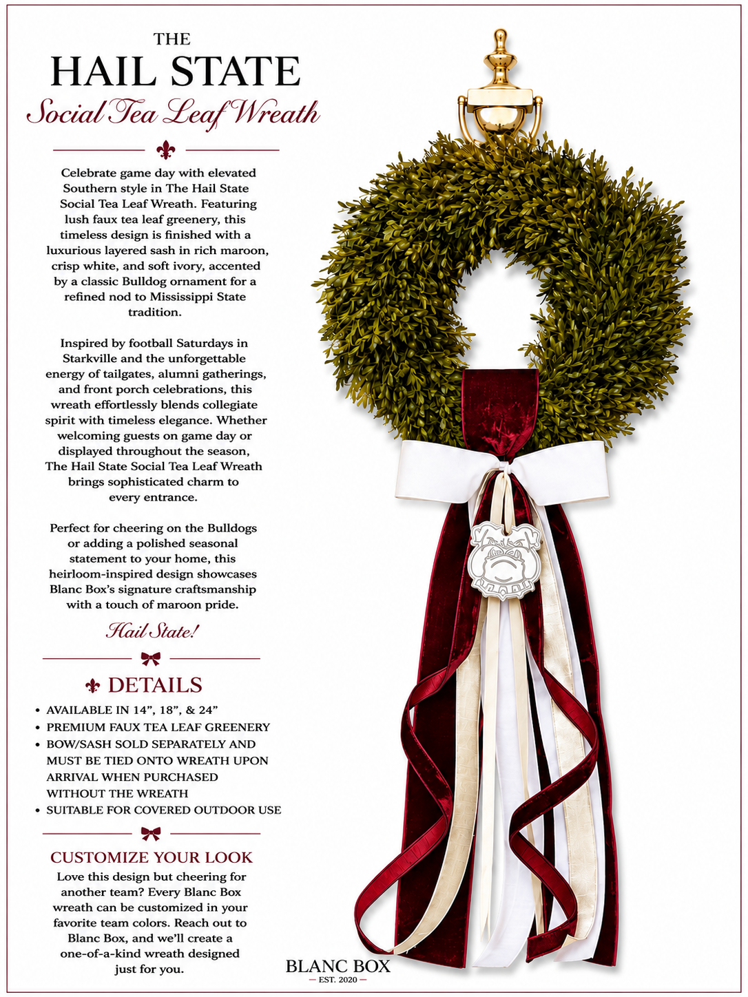 The Hail State Social Tea Leaf Wreath