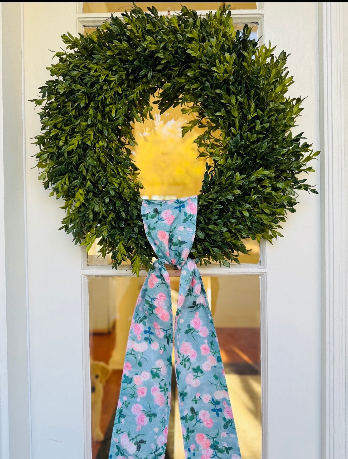 Poplin Pale Pink Watercolor Roses Sash, Pink Blue