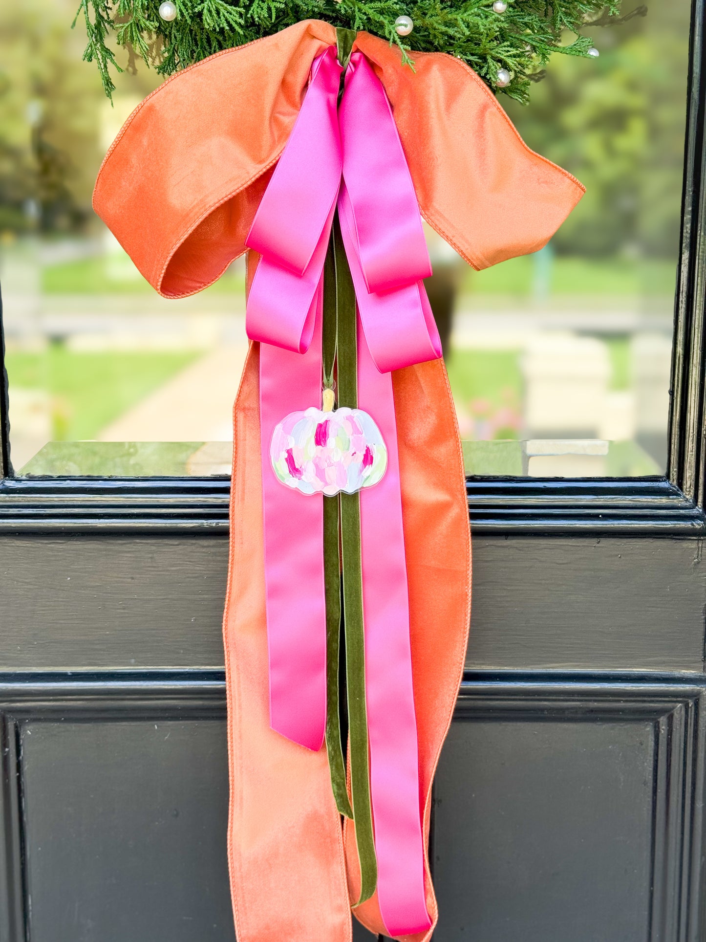 Painted Pumpkin And Pearl Wreath