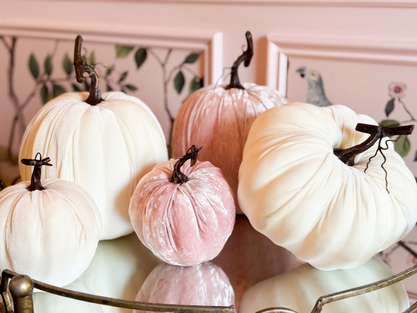 Ivory Luxe Velvet Pumpkin Trio