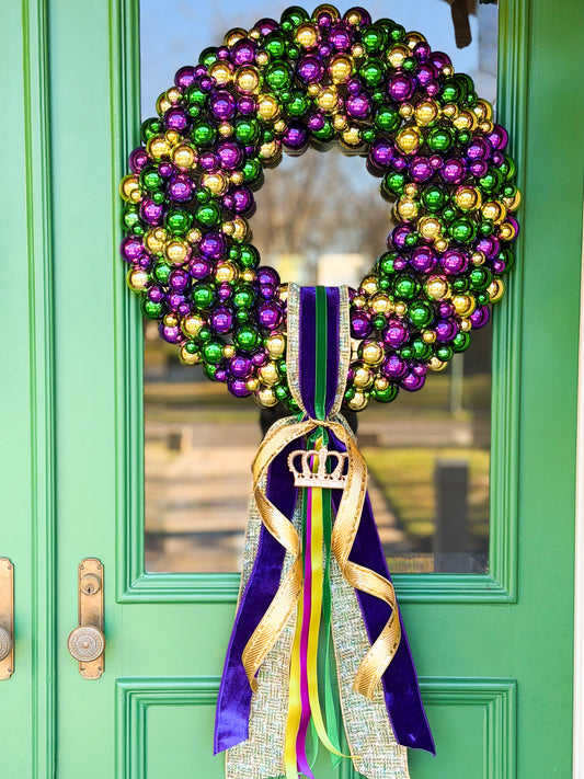 Les Trois Hues Mardi Gras Wreath