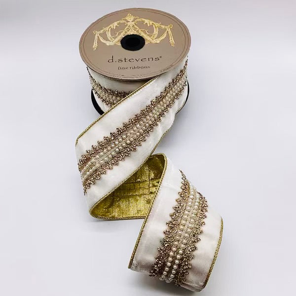 Velvet jewel countess trim pearl ribbon