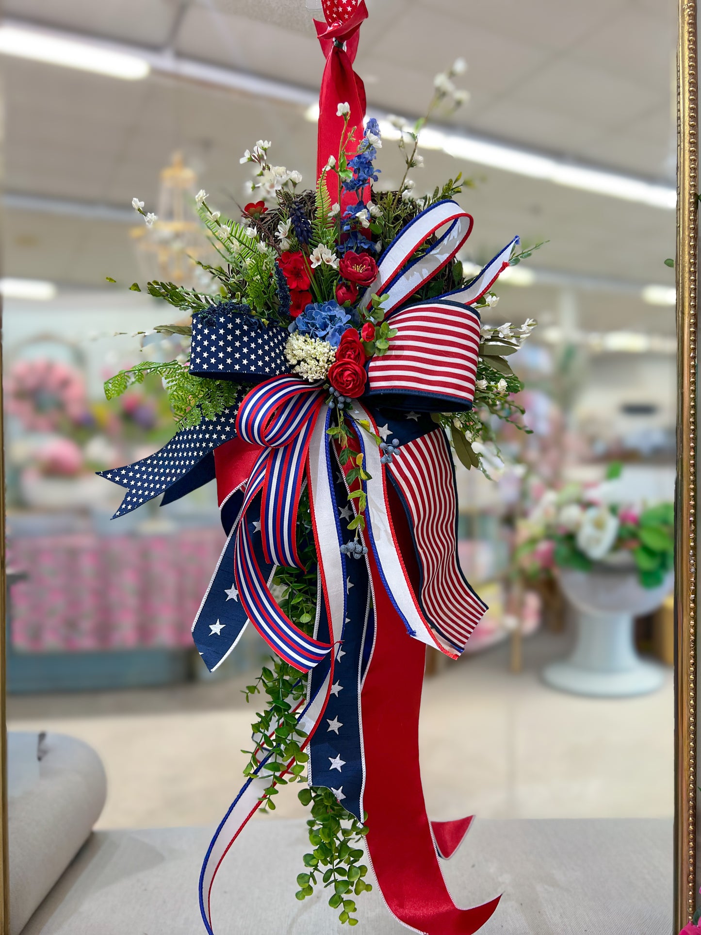 Petite All-American Ribbon Garden Moss Wreath Set (Set of 2)