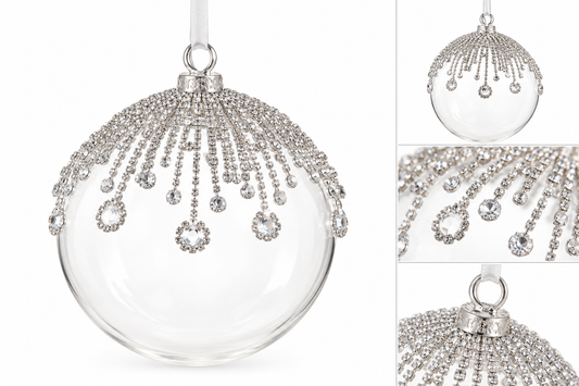 5.75” Clear Glass Diamond Tassel Ornament