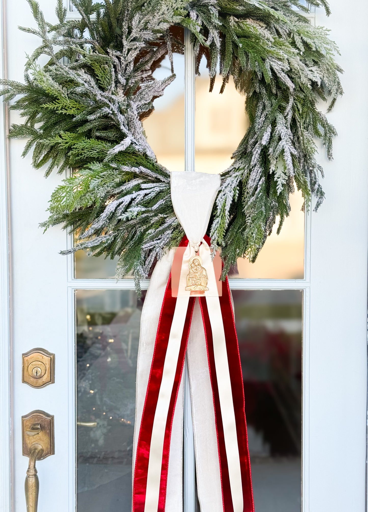 Emmanuel Wreath And Sash With Madonna And Child Ornament