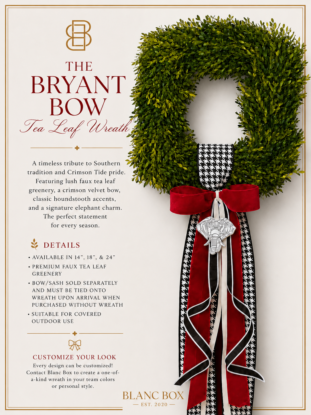 The Bryant Bow Tea Leaf Wreath