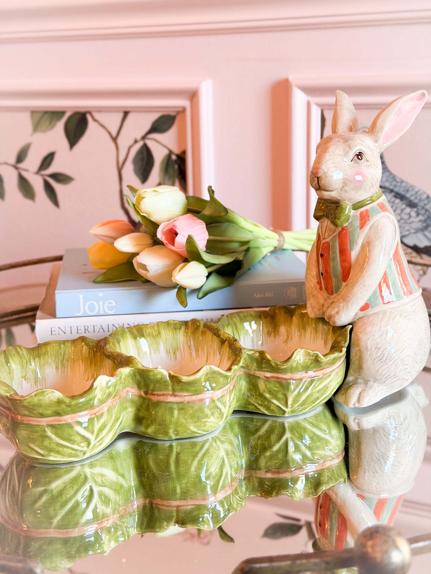 Cabbage Garden Bunny Triple Bowl Server