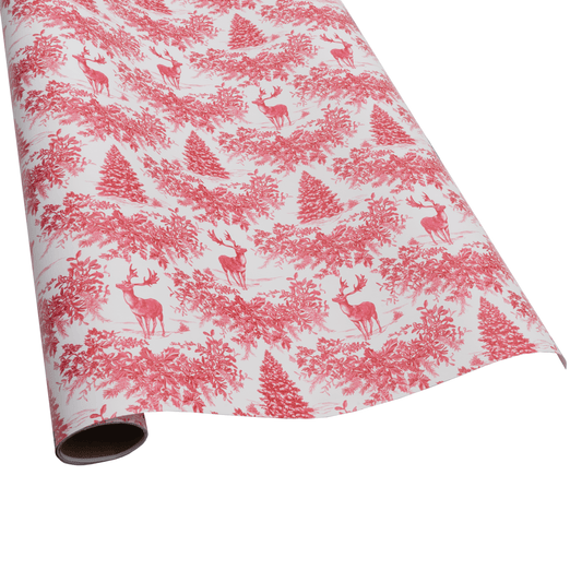 Christmas Toile Red Roll Wrap