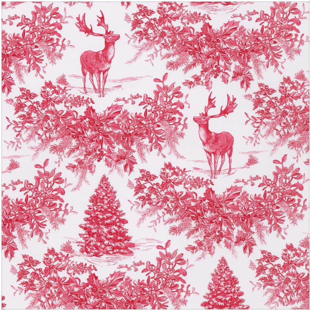 Christmas Toile Red Roll Wrap
