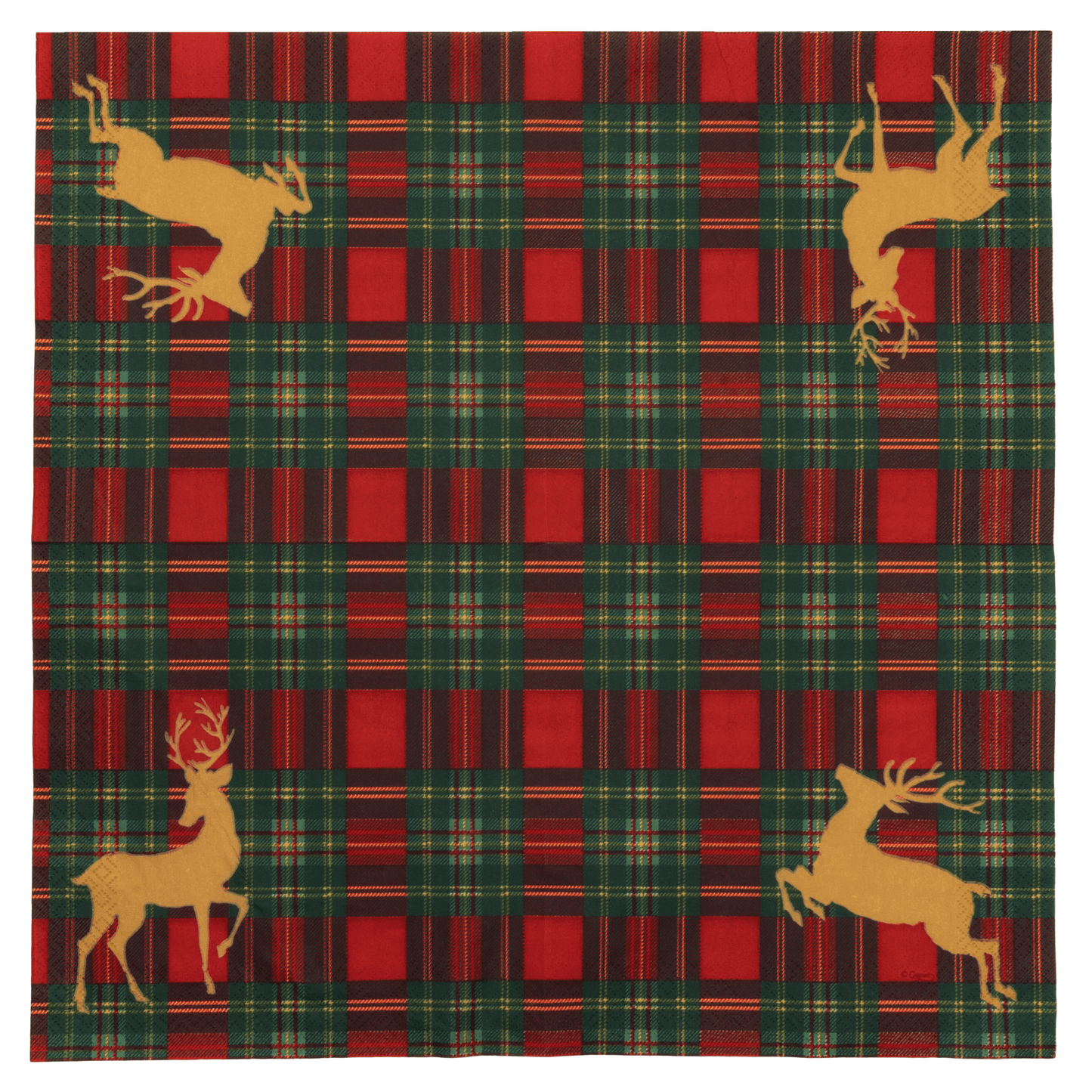 Reindeer Tartan Red Dinner Napkins