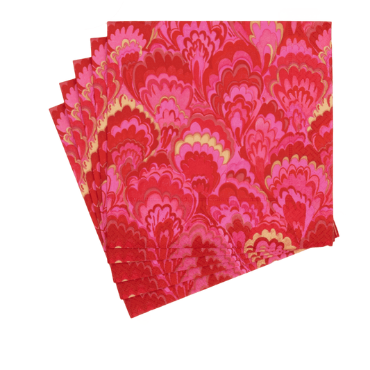 Marbled Ceramica Red & Fuchsia Cocktail Napkins