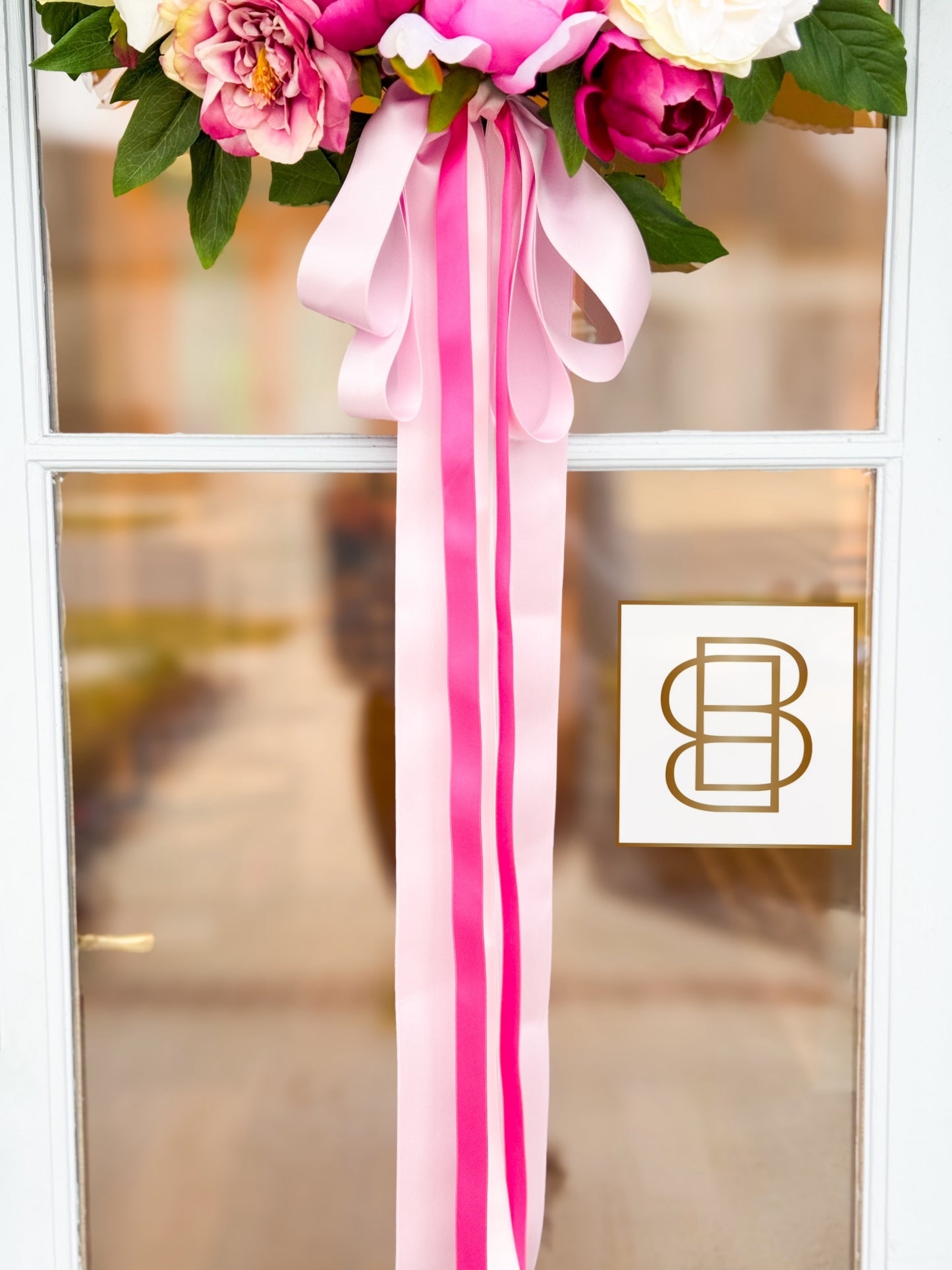 Blissful Bow Peony Wreath