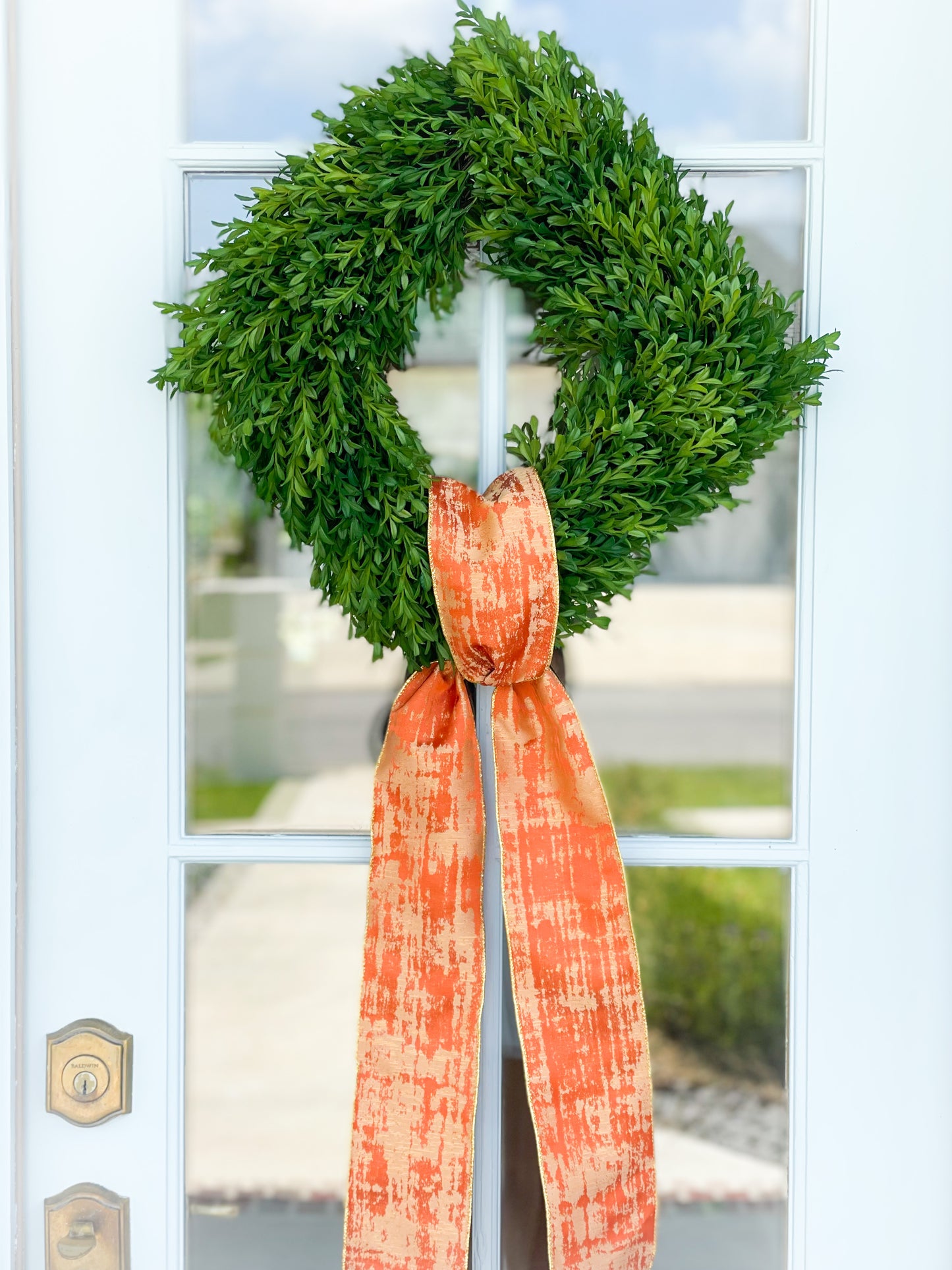 Orange Abstract Sash And Tea Leaf Wreath