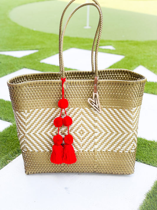 Bone And Gold Maria Victoria Tote And Tassel