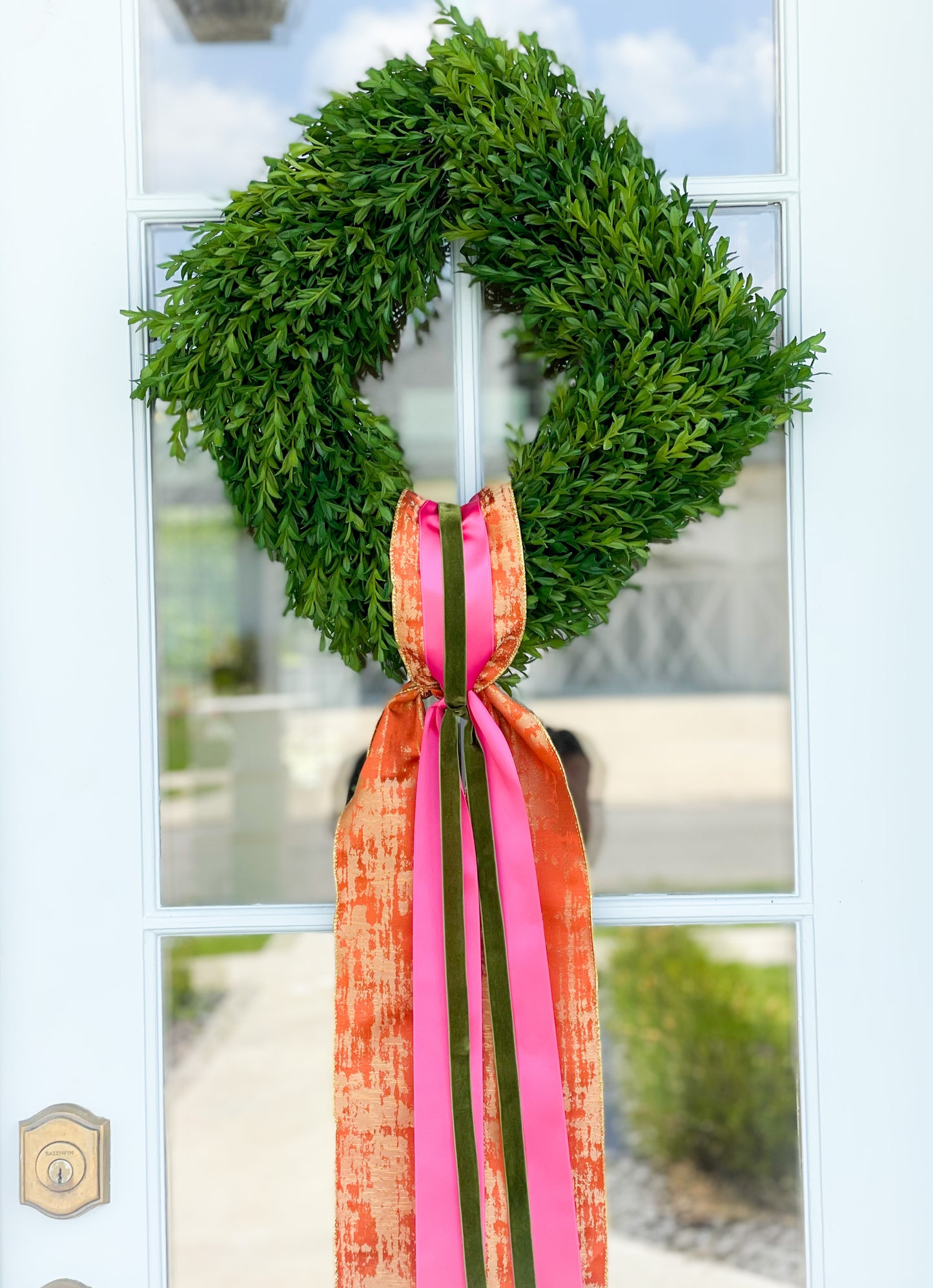 Orange Abstract Layered Sash And Tea Leaf Wreath