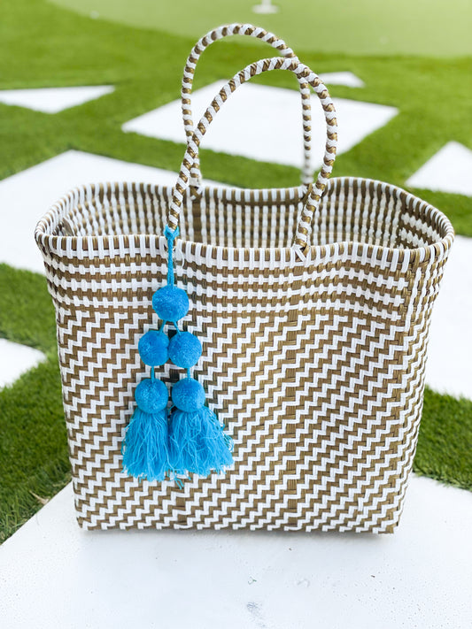 White And Gold Maria Victoria Tote And Tassel