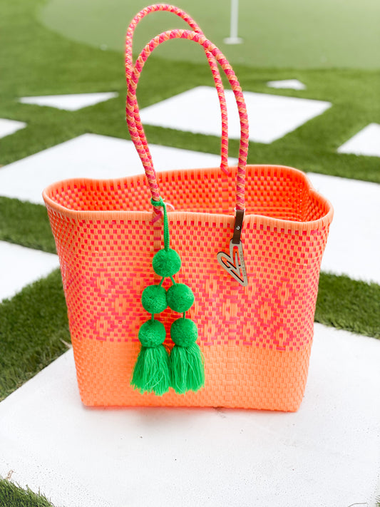 Tangerine And Pink Maria Victoria Tote And Tassel
