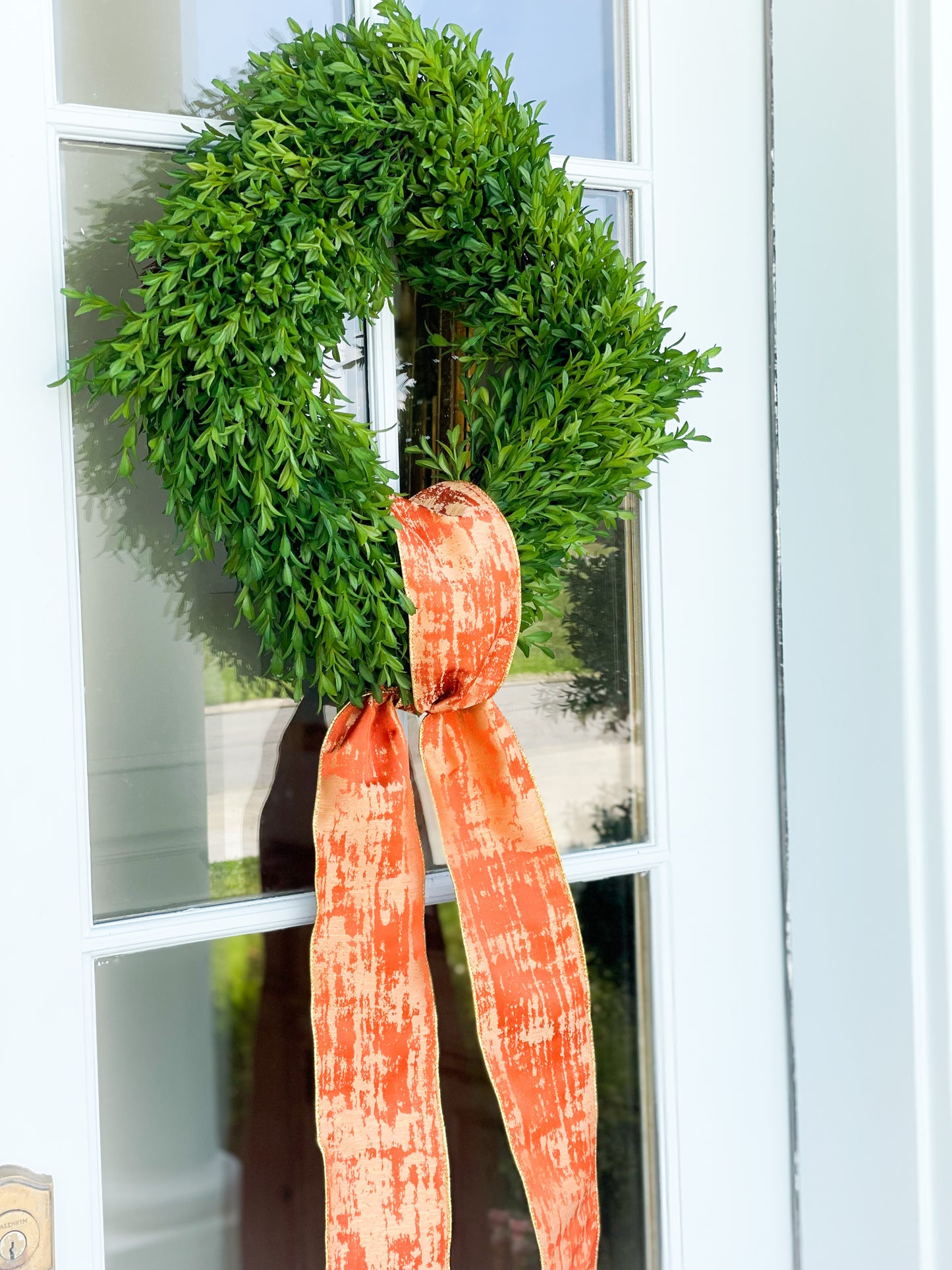 Orange Abstract Sash And Tea Leaf Wreath
