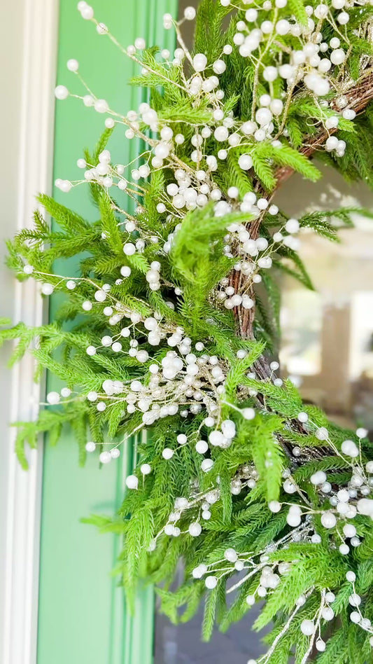 The Versailles Noel Pearl And Fir Christmas Wreath 30”