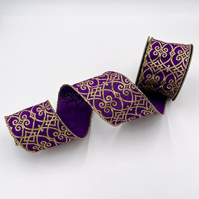 Royal Purple & Gold Treillage Ribbon