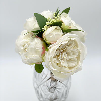 12” Cream Rose/Peony Bouquet