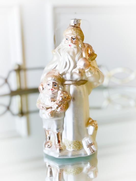 Vintage Santa With Child Ornament