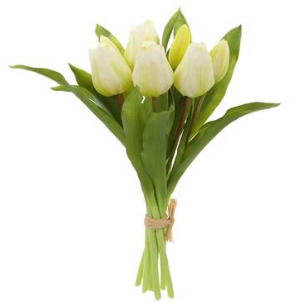 11.75” Real Touch White Tulips