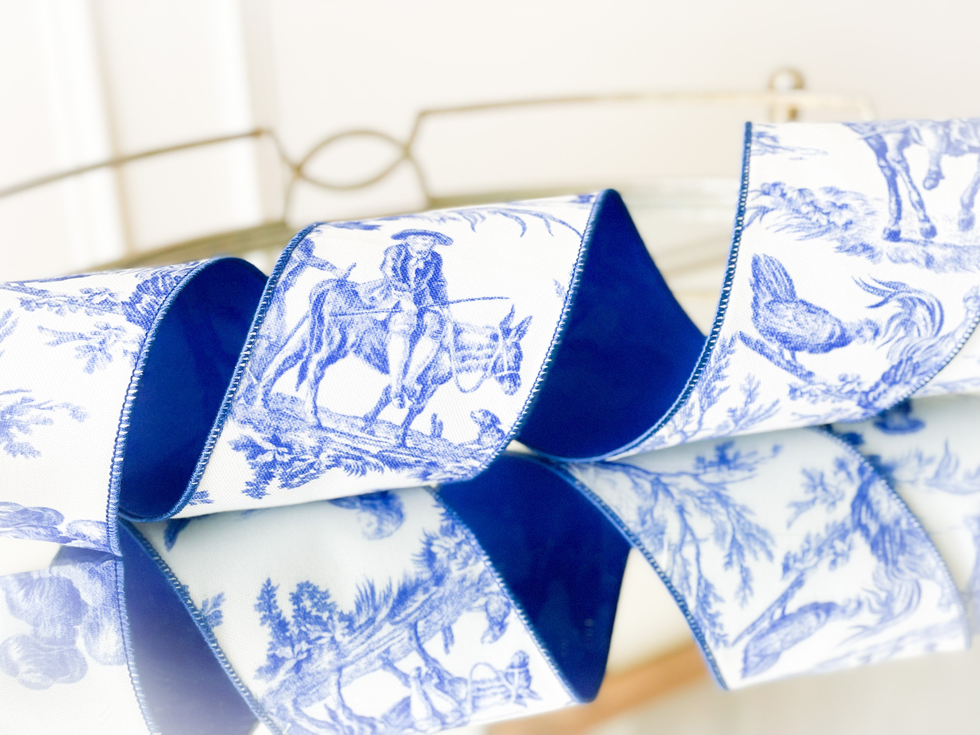 Royal Blue Toile Ribbon – Blanc Box