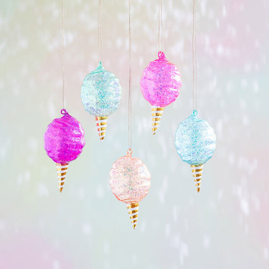 Glitterville Cotton Candy Glass Ornament