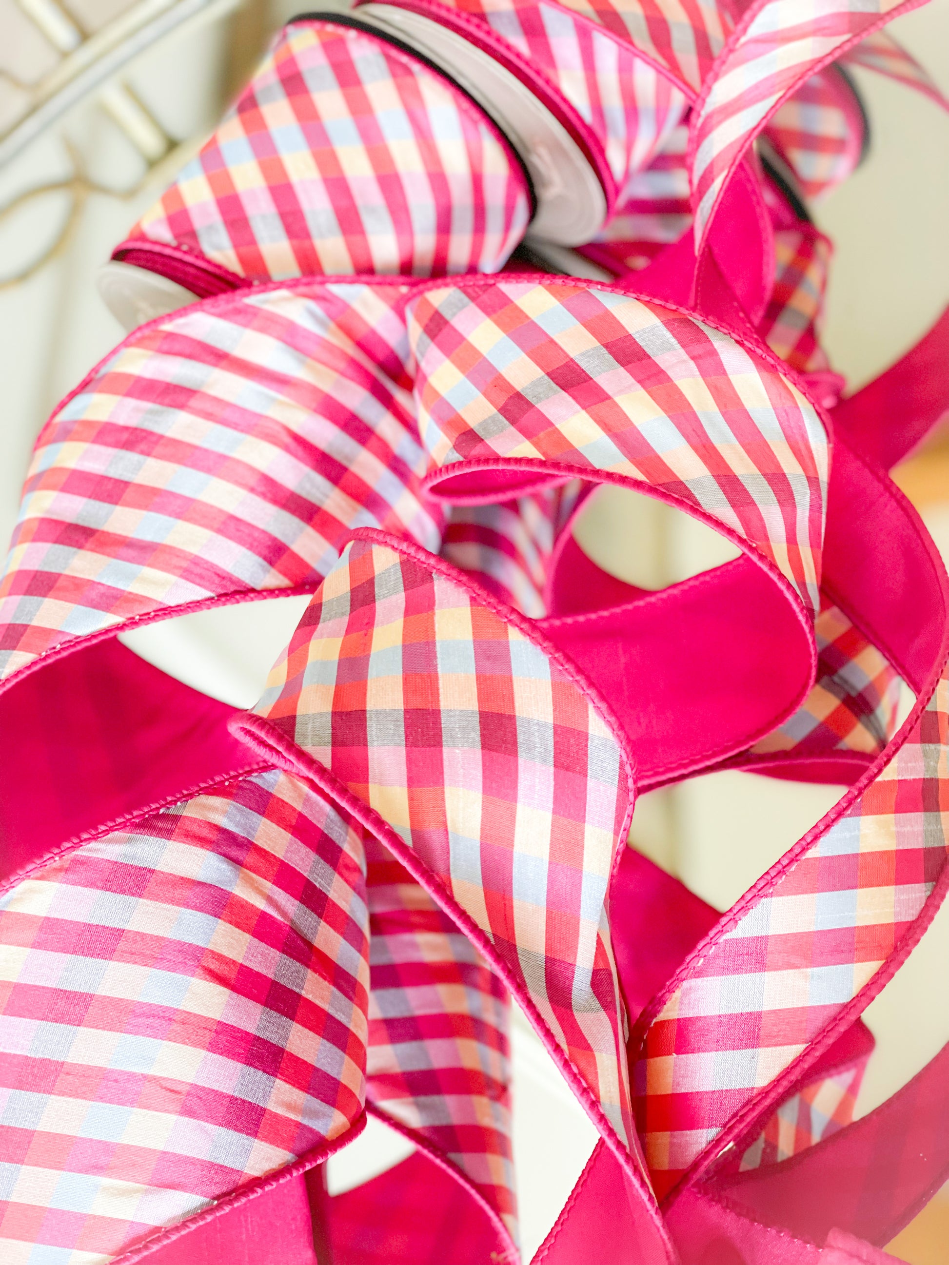 Pink And Pastel Plaid Ribbon