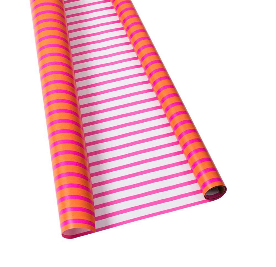 Coral & Pink Stripe Reversible Wrapping Paper