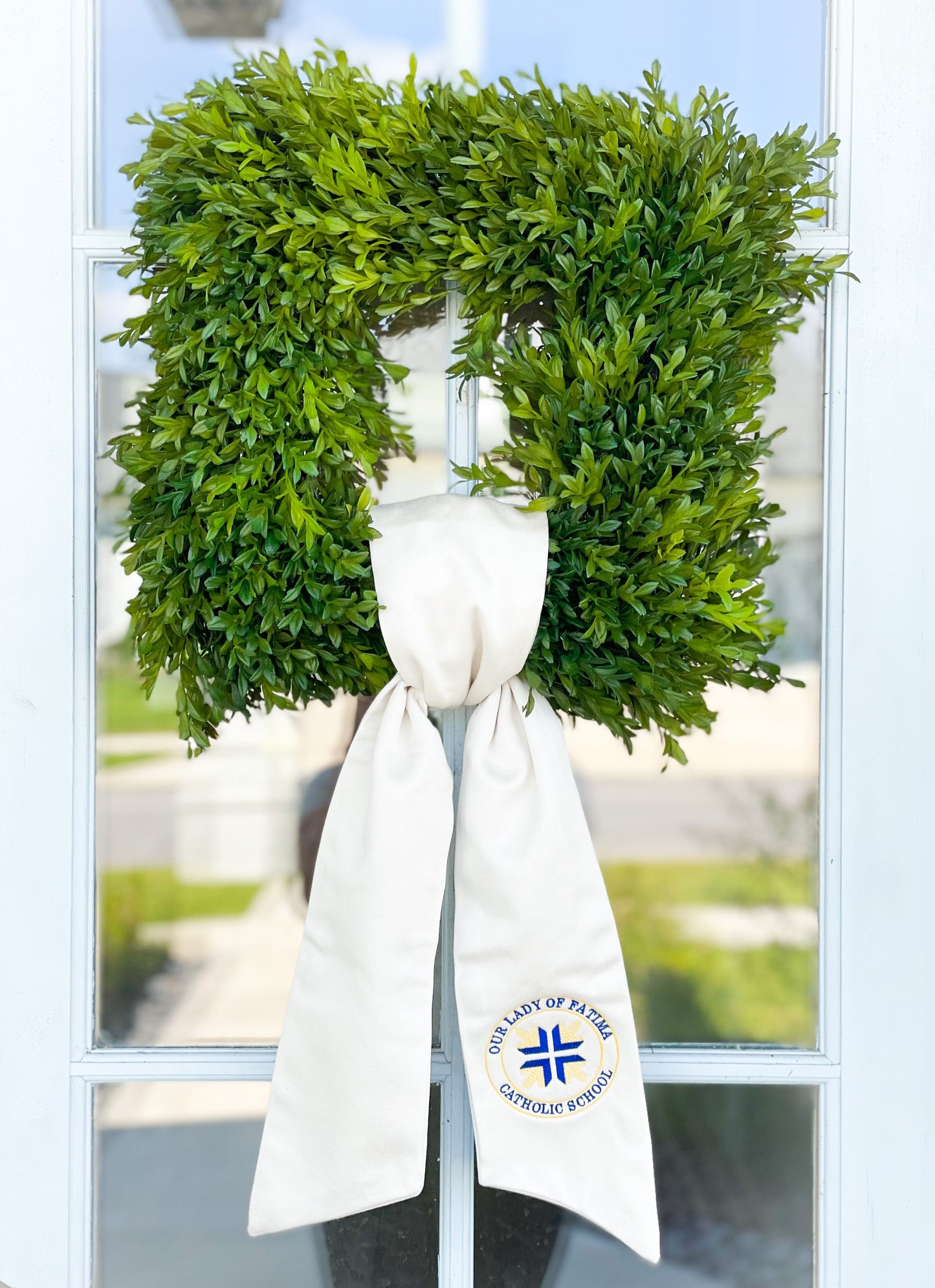 OLF 14” Square Tea Leaf Wreath With Sash