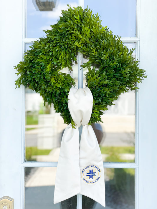 OLF 18” Square Tea Leaf Wreath With Sash