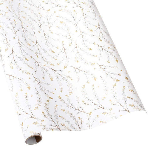 White Berry Branches Wrapping Paper