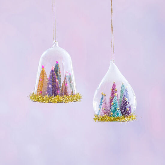 Glitterville Wacky Woods Glass Dome Ornaments