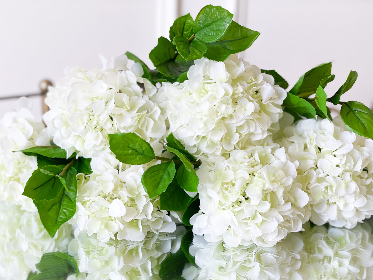White Hydrangea Bouquet With Long Leaves