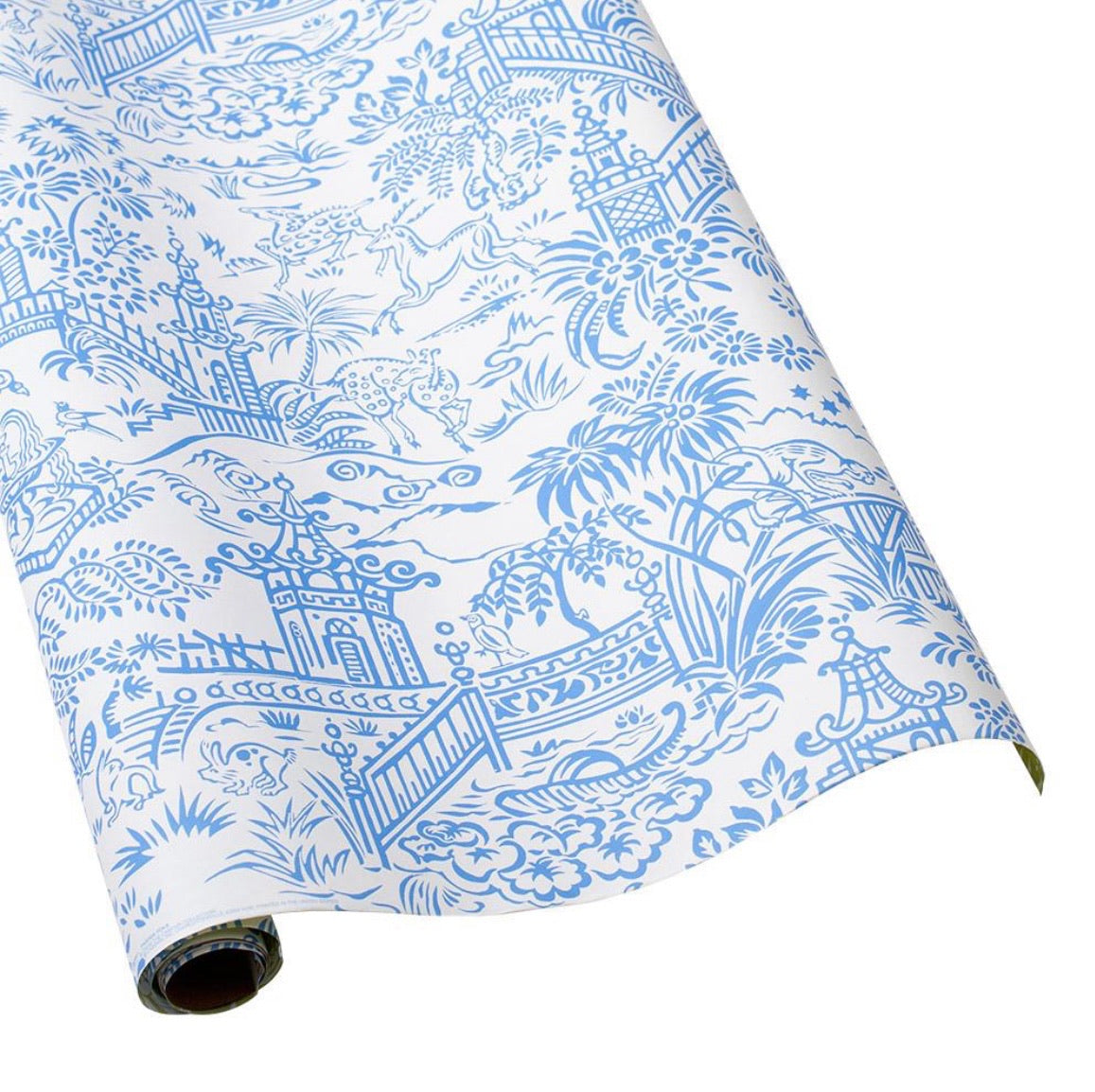 Blue & Lime Green Toile Reversible Wrapping Paper
