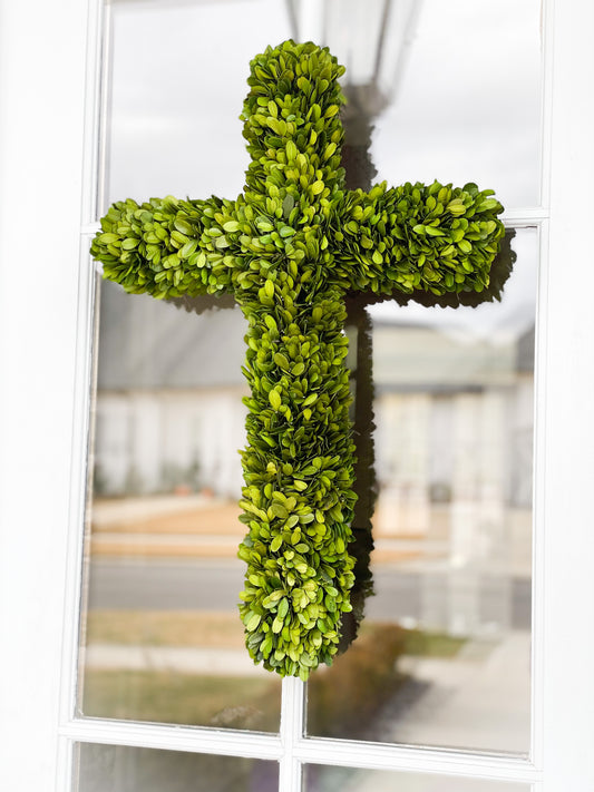 Preserved Boxwood Cross Wreath
