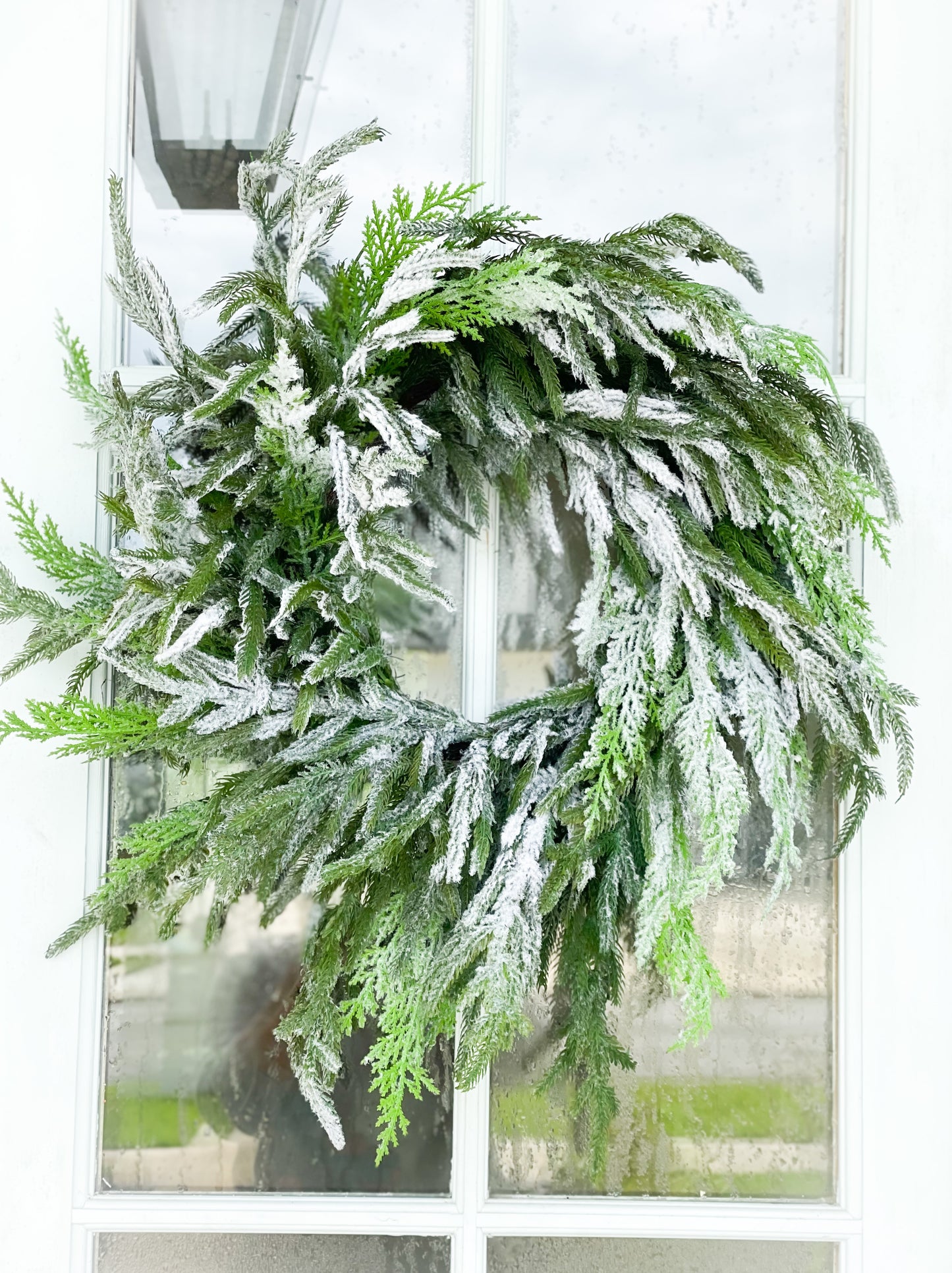 Real Touch Snow Dusted Cedar Wreath (Small)