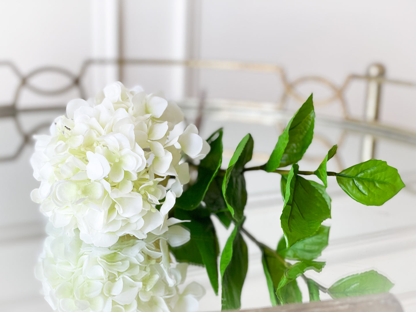 White Hydrangea Bouquet With Long Leaves