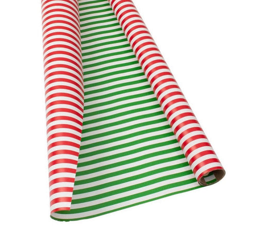 Santa Stripe Reversible Red & Green Wrapping Paper