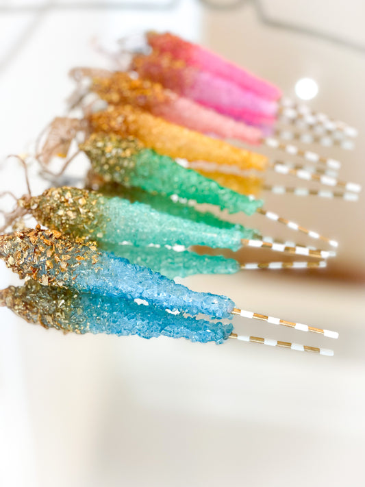 Glitterville Set Of 7 Rock Candy Ornaments