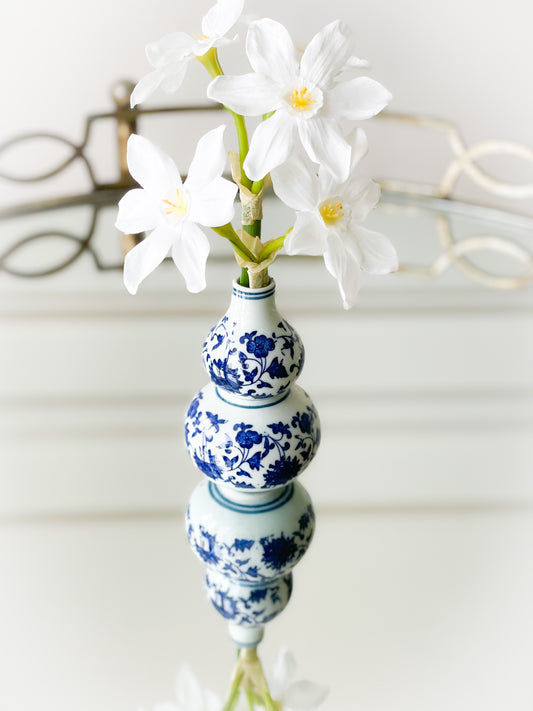 White Flower In Chinoiserie Vase