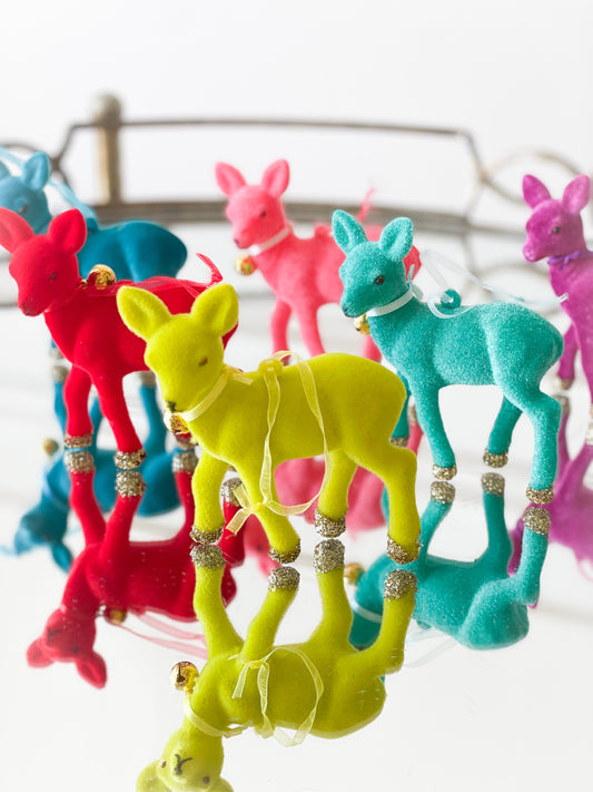 Assorted Colorful Flocked Deer Ornaments