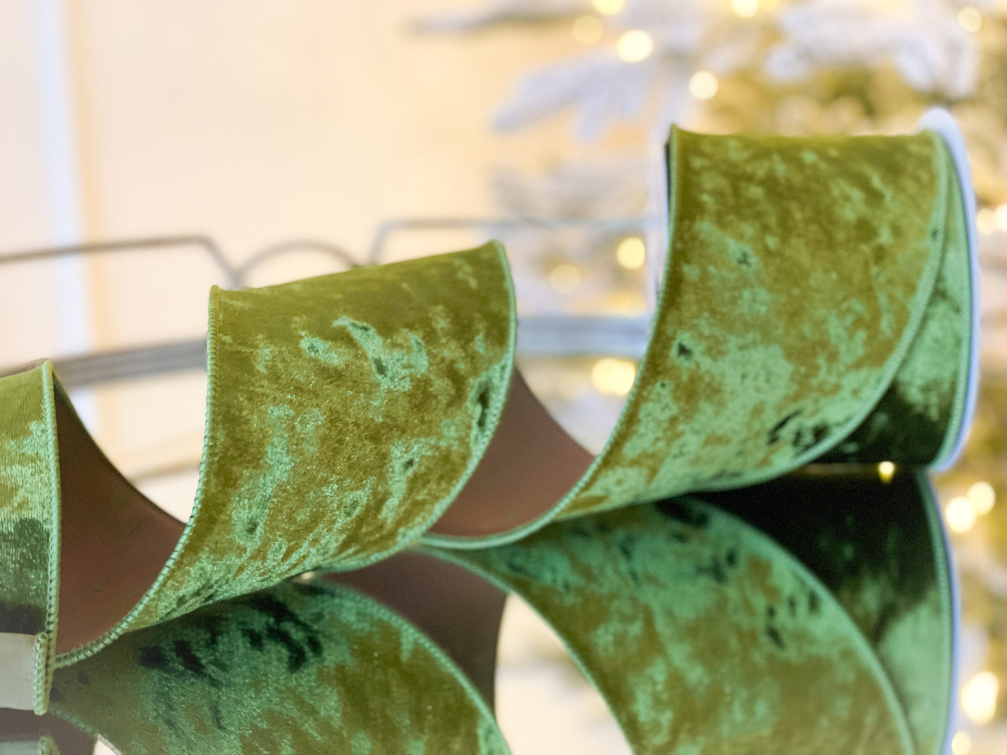 Green Crushed Velvet Ribbon