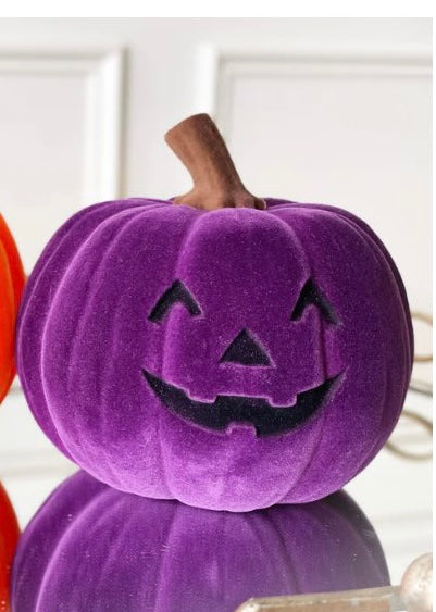 Purple Flocked Jack O Lantern