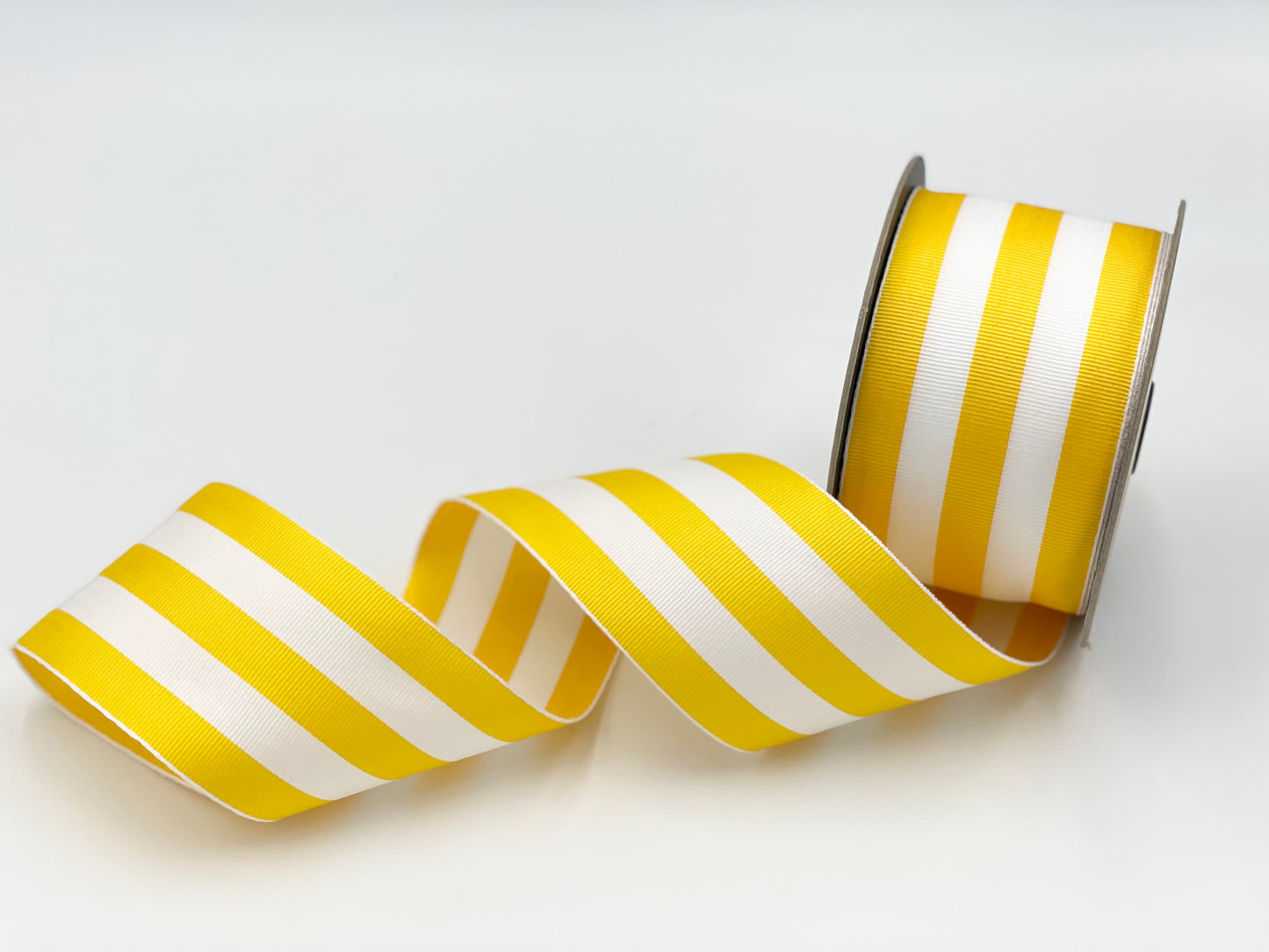 Yellow & White Stripe Grosgrain Ribbon- 2.5" x 25 yds