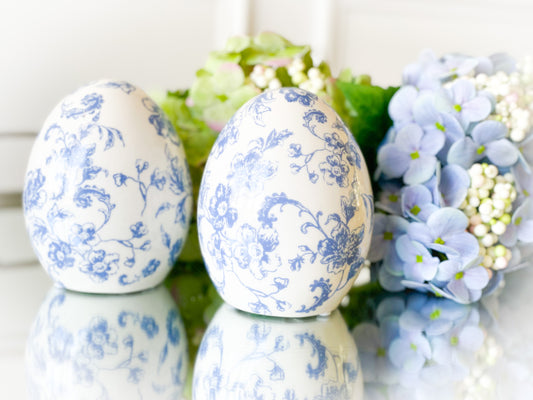 Set Of Two Ceramic Toile Eggs